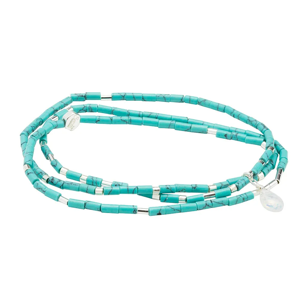 Teardrop Stone Wrap Turquoise/Opalite/Silver - Stone Of Calm