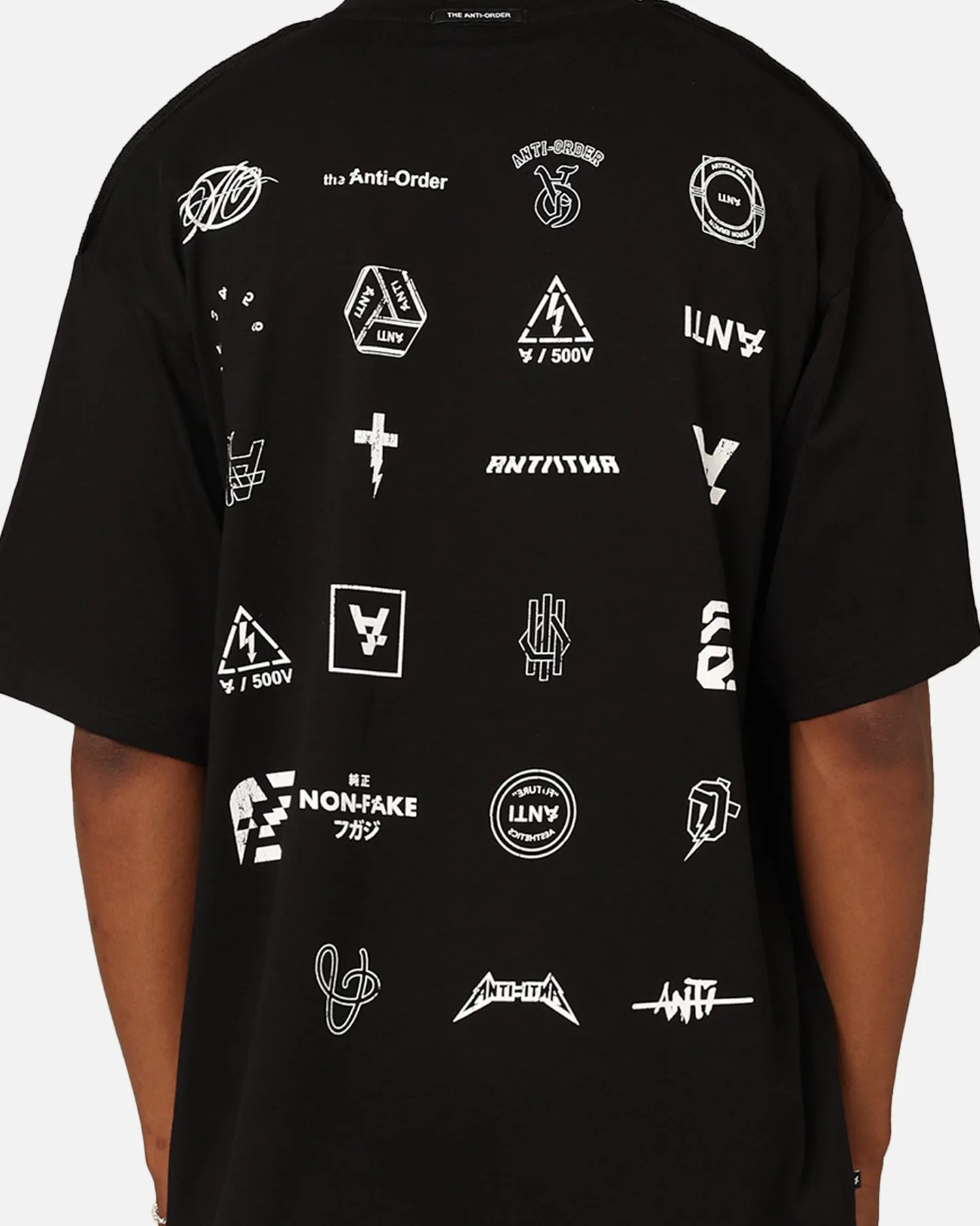 The Anti Order Stacked Logo Baggy T-Shirt Black