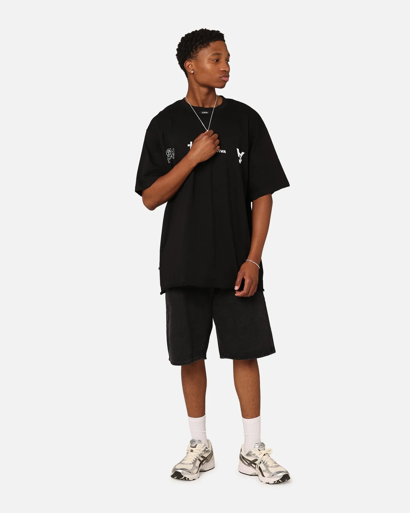 The Anti Order Stacked Logo Baggy T-Shirt Black