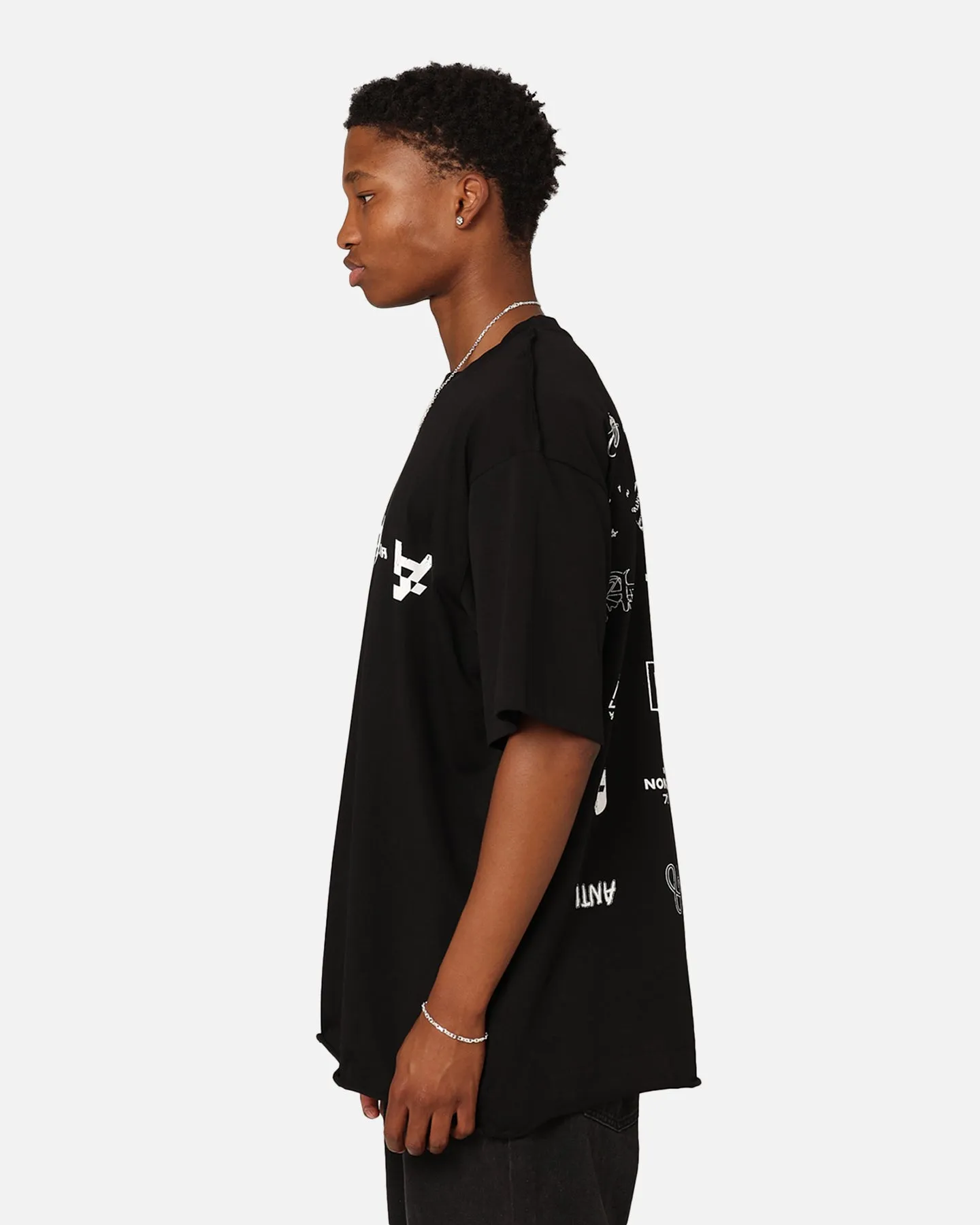 The Anti Order Stacked Logo Baggy T-Shirt Black