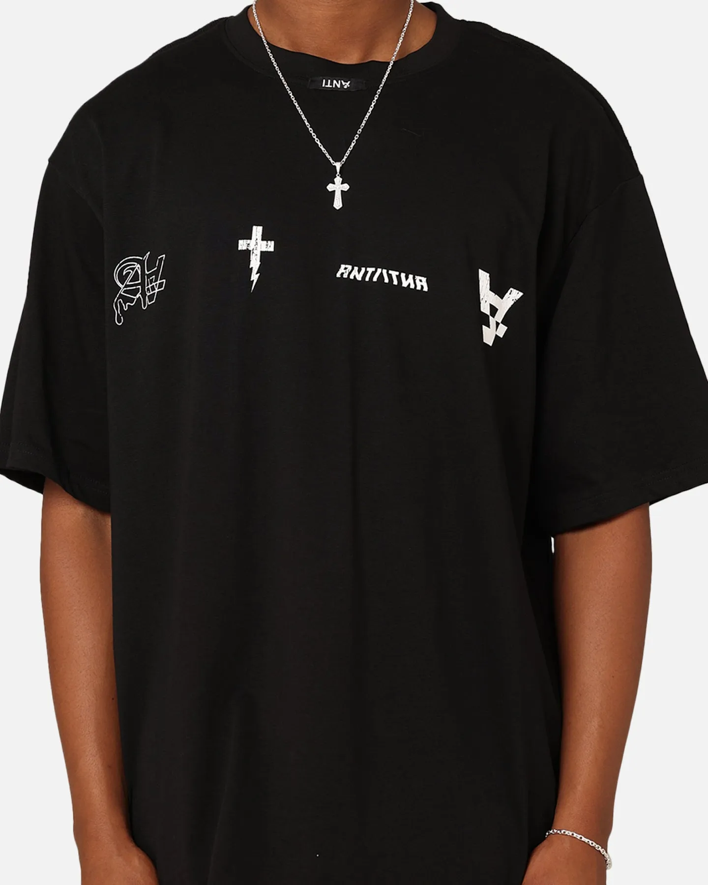 The Anti Order Stacked Logo Baggy T-Shirt Black