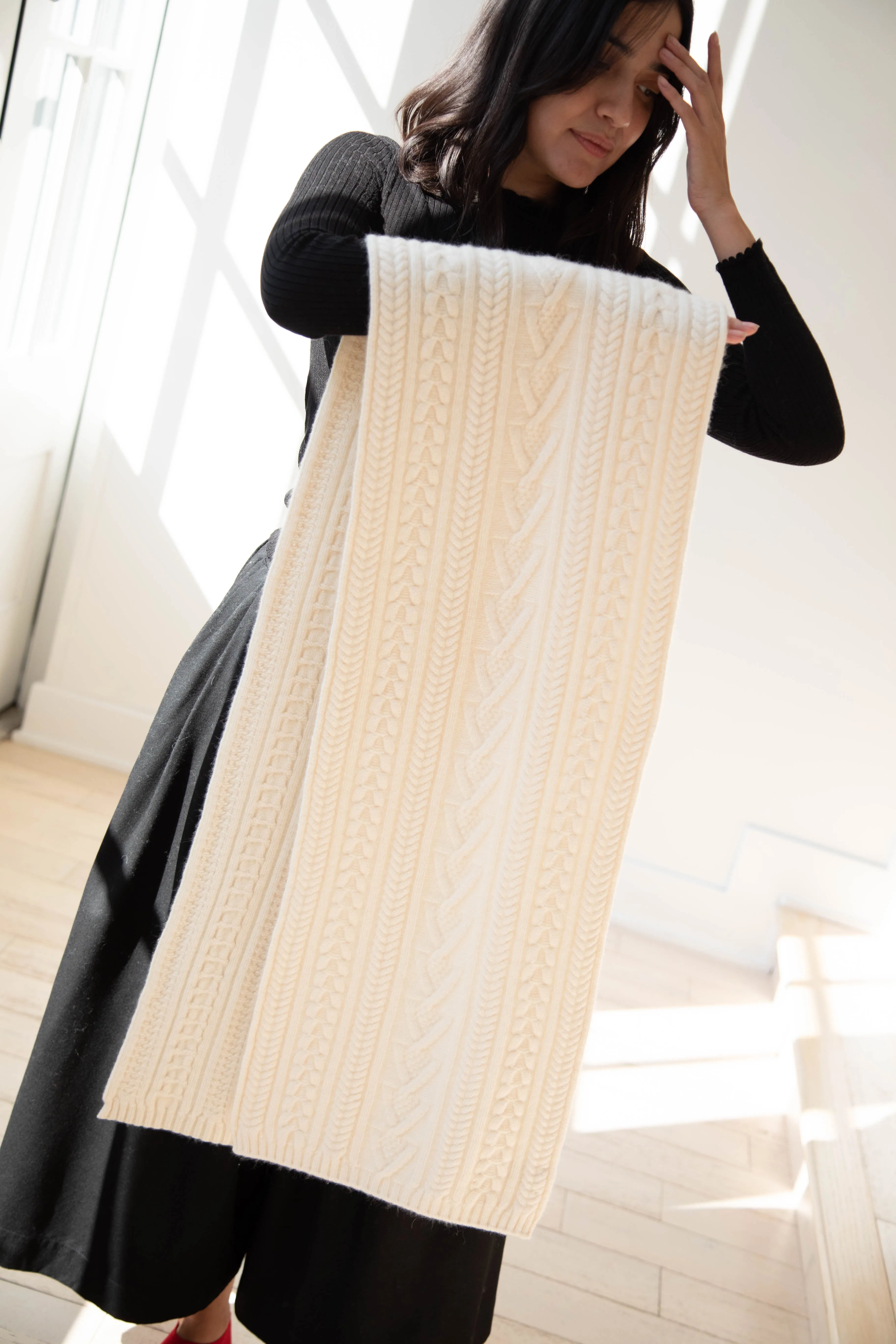 The Loom | Cabled Scarf in Ivory