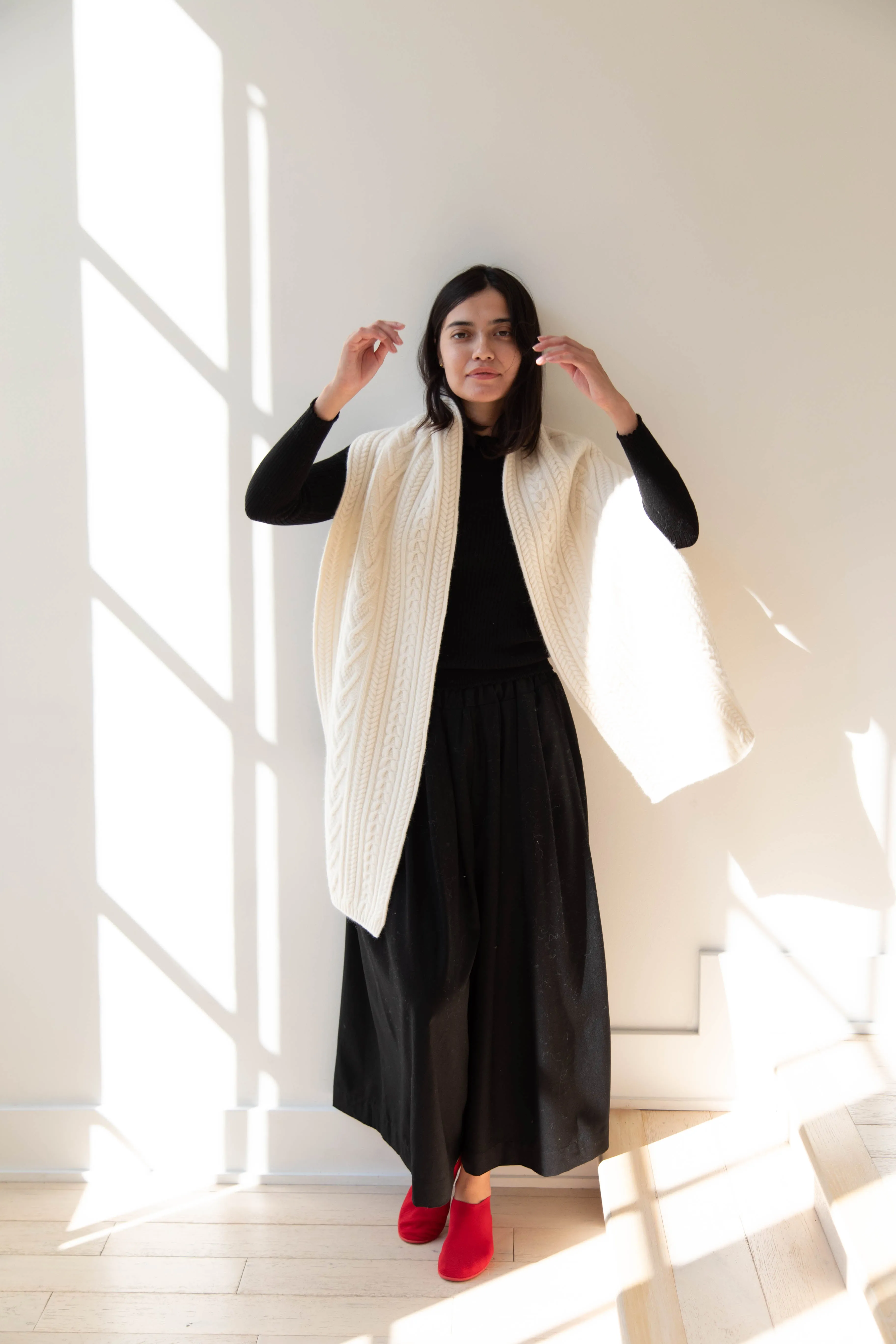 The Loom | Cabled Scarf in Ivory