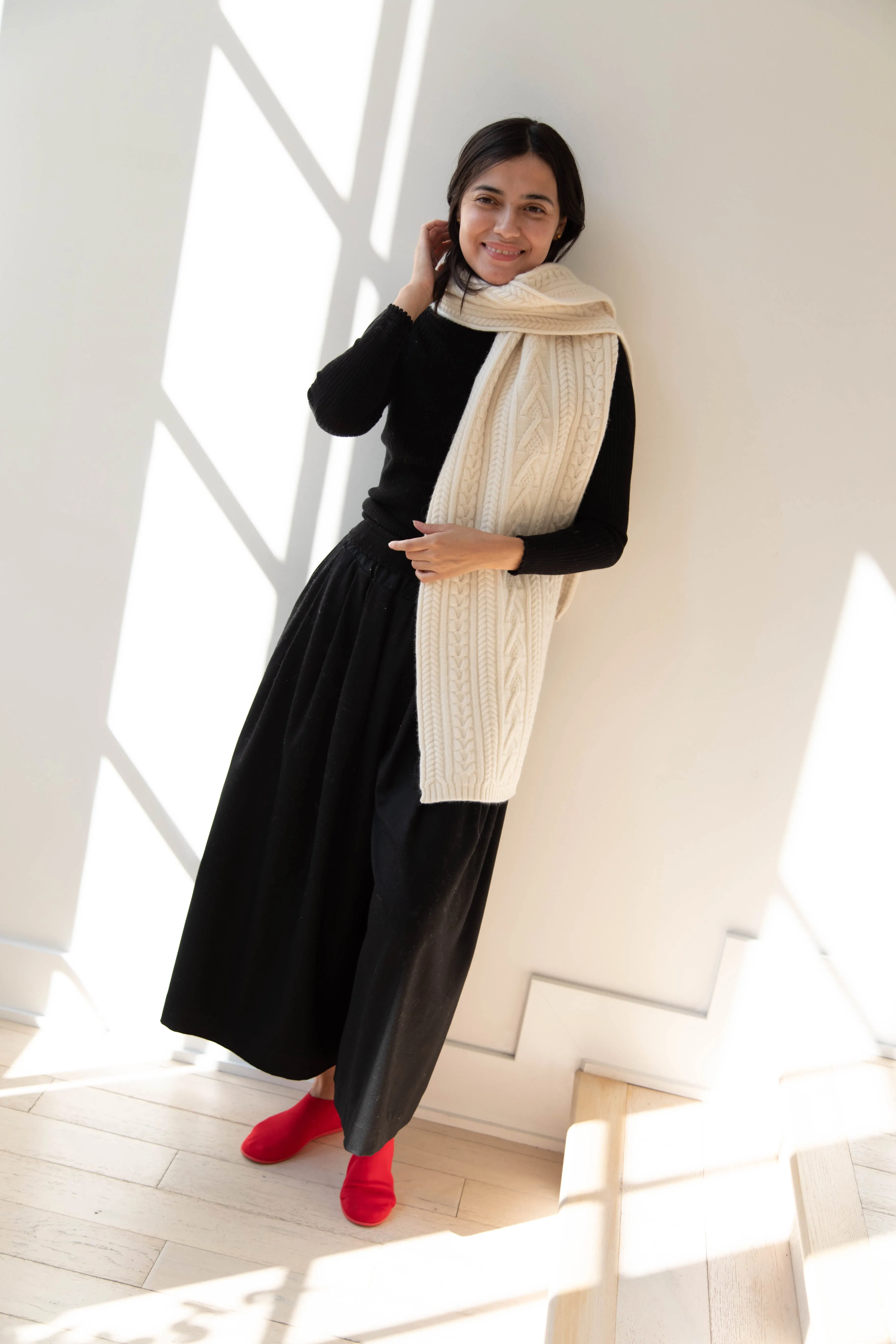 The Loom | Cabled Scarf in Ivory