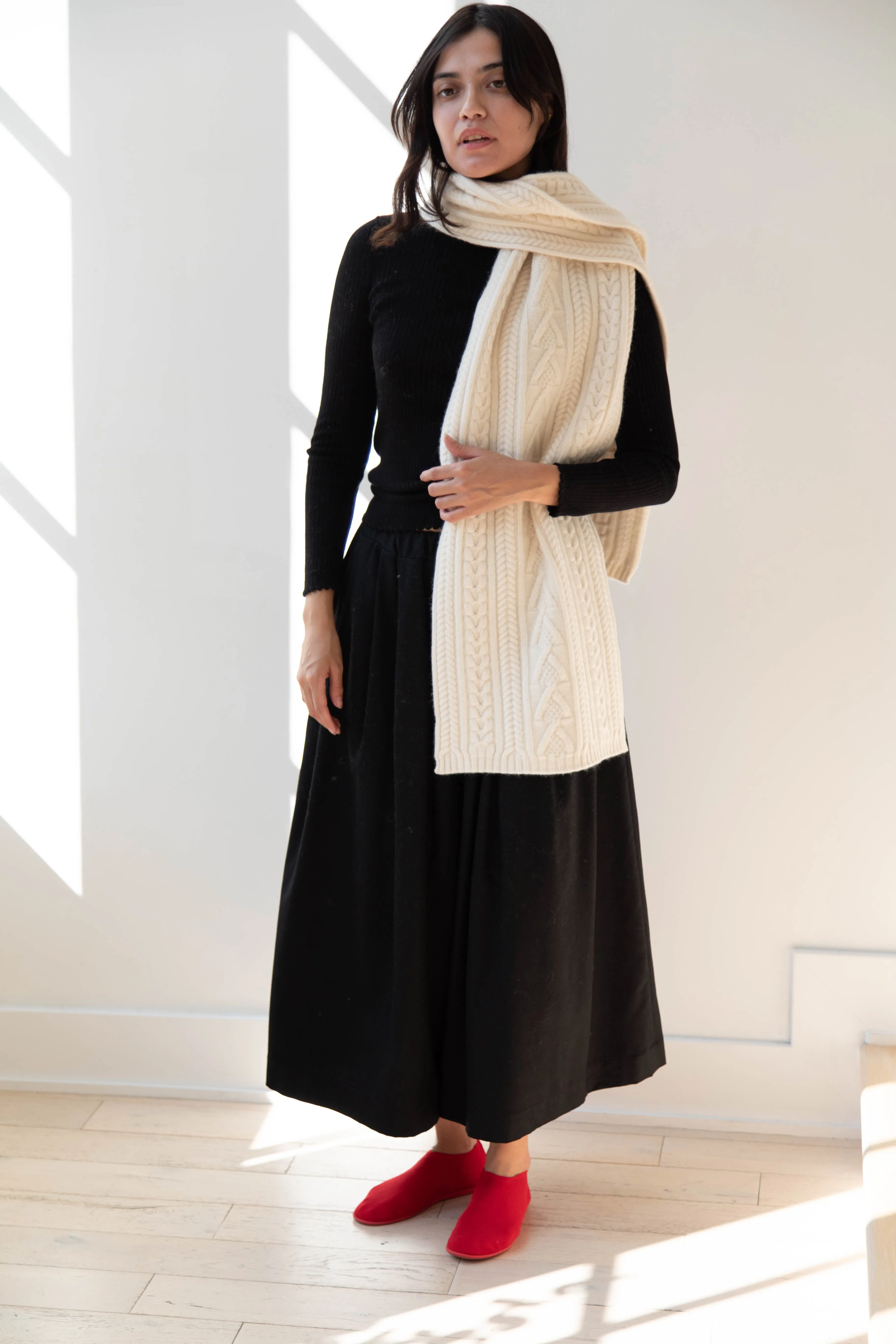 The Loom | Cabled Scarf in Ivory