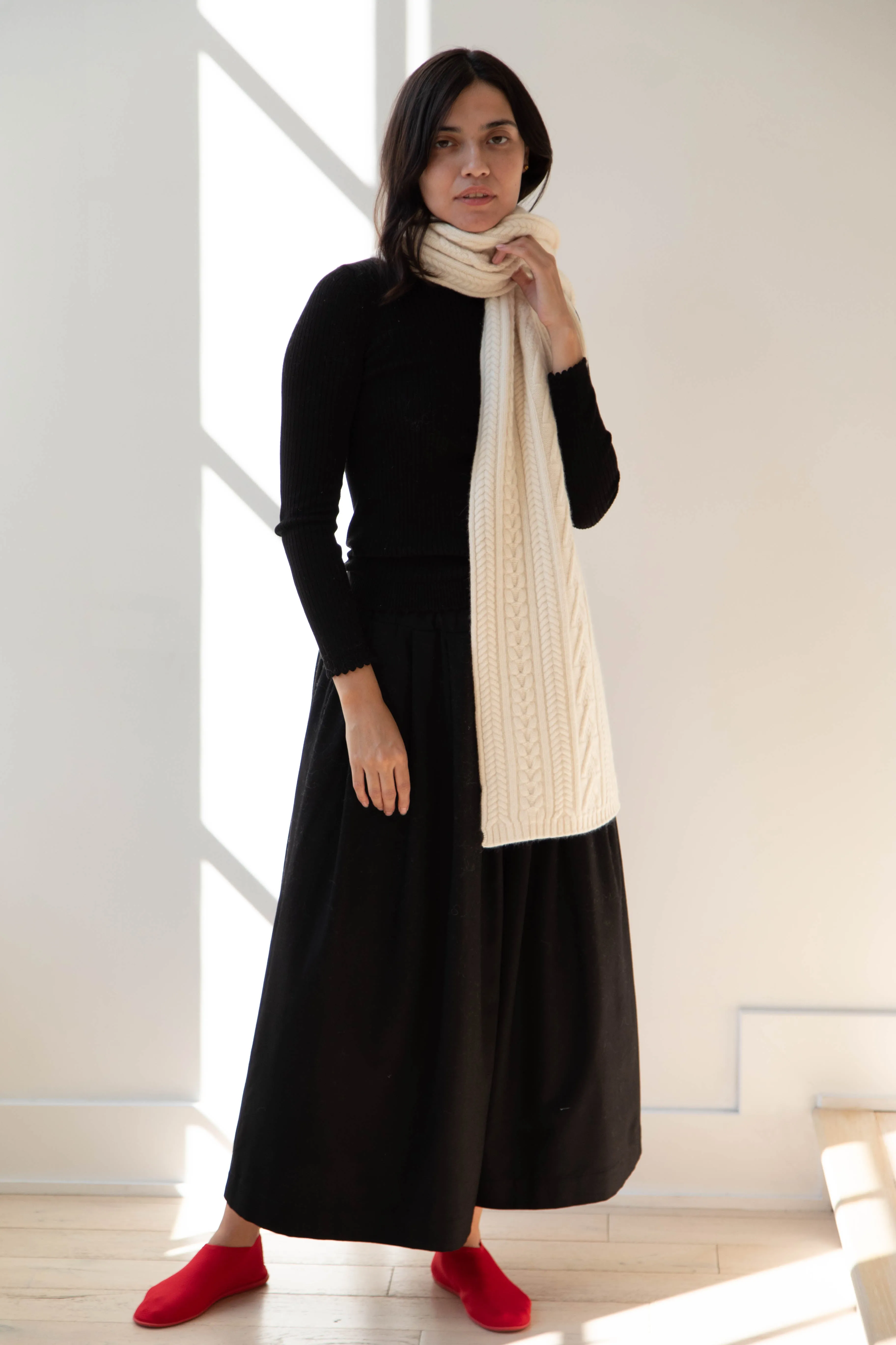 The Loom | Cabled Scarf in Ivory