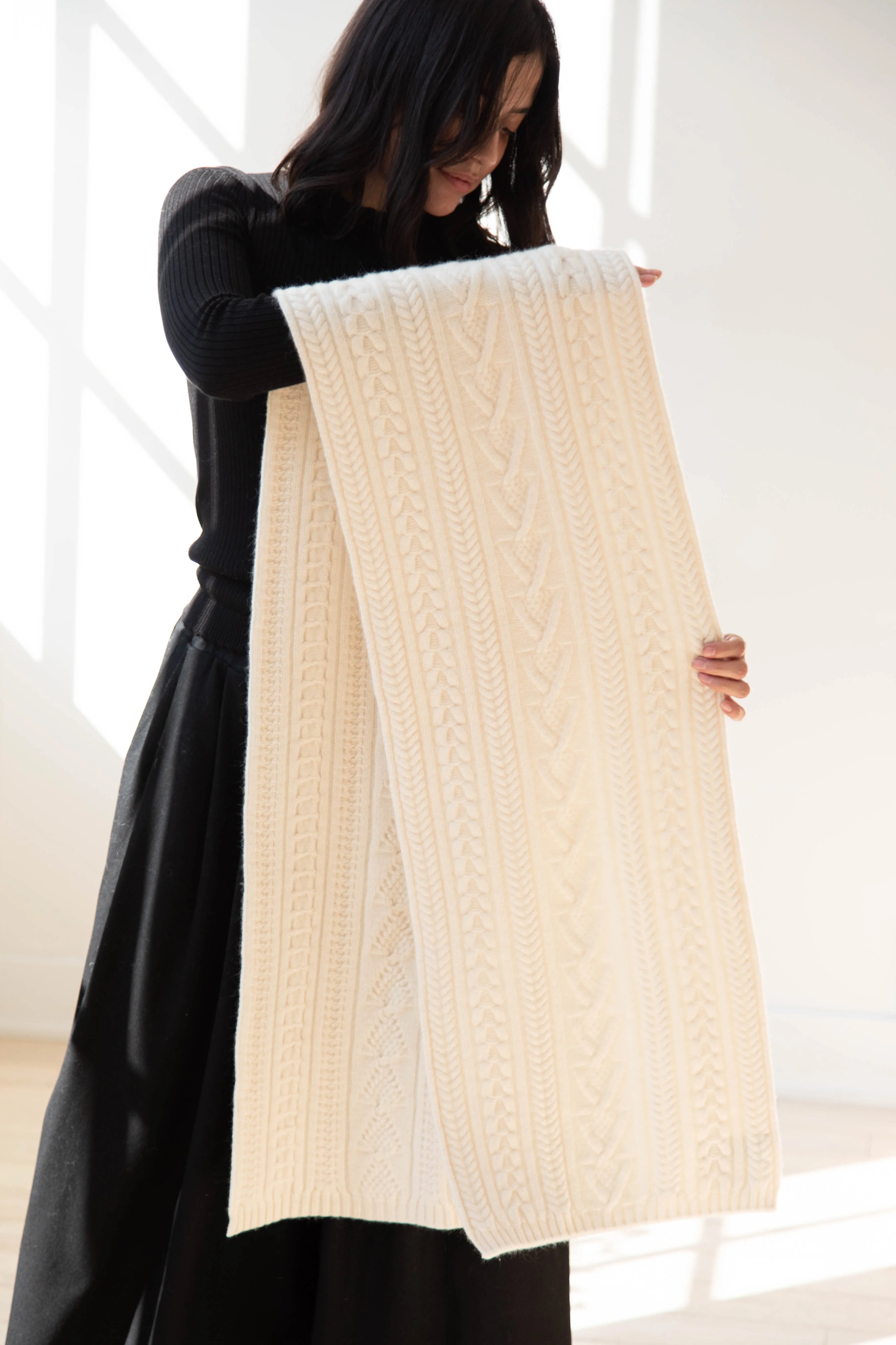 The Loom | Cabled Scarf in Ivory