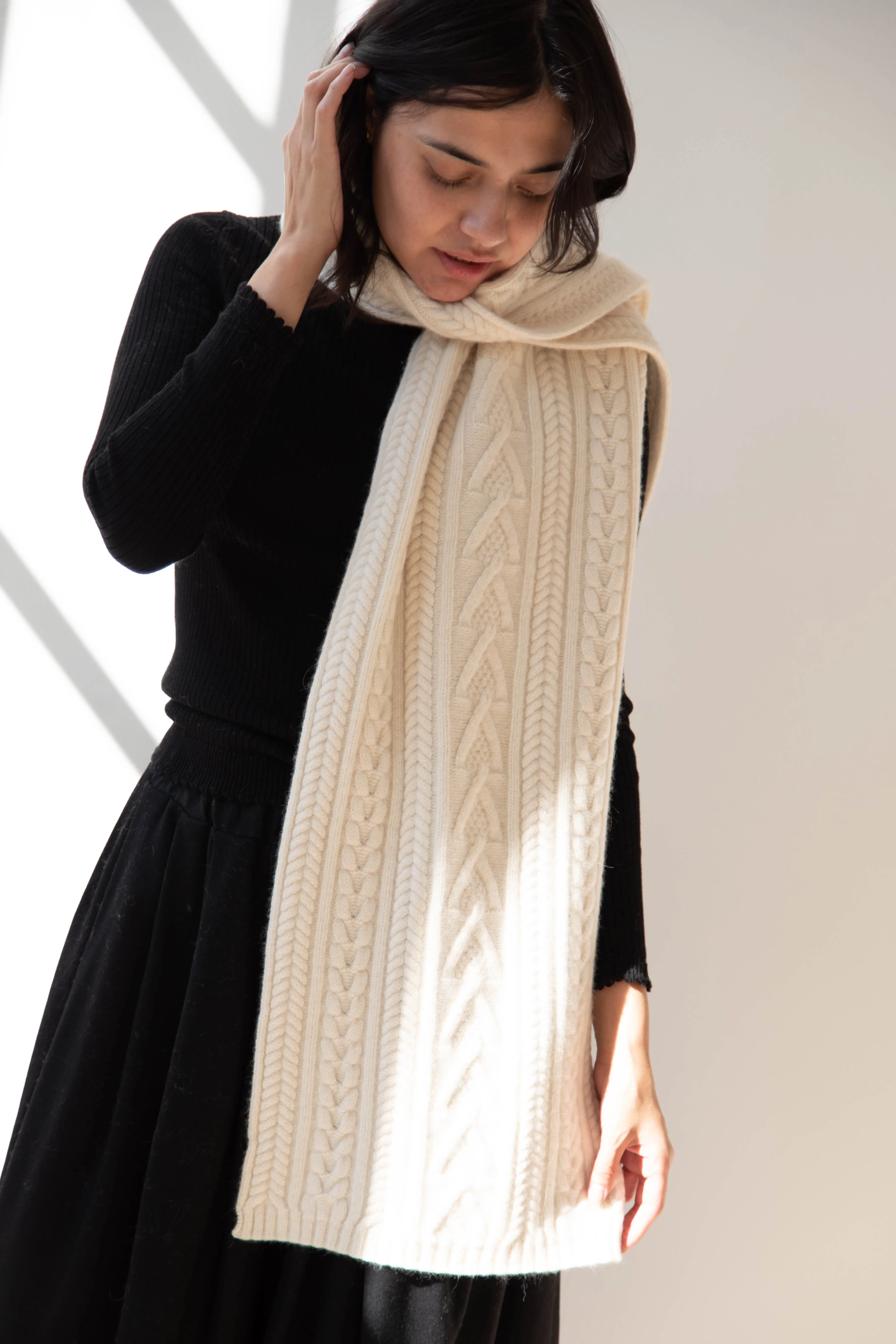 The Loom | Cabled Scarf in Ivory