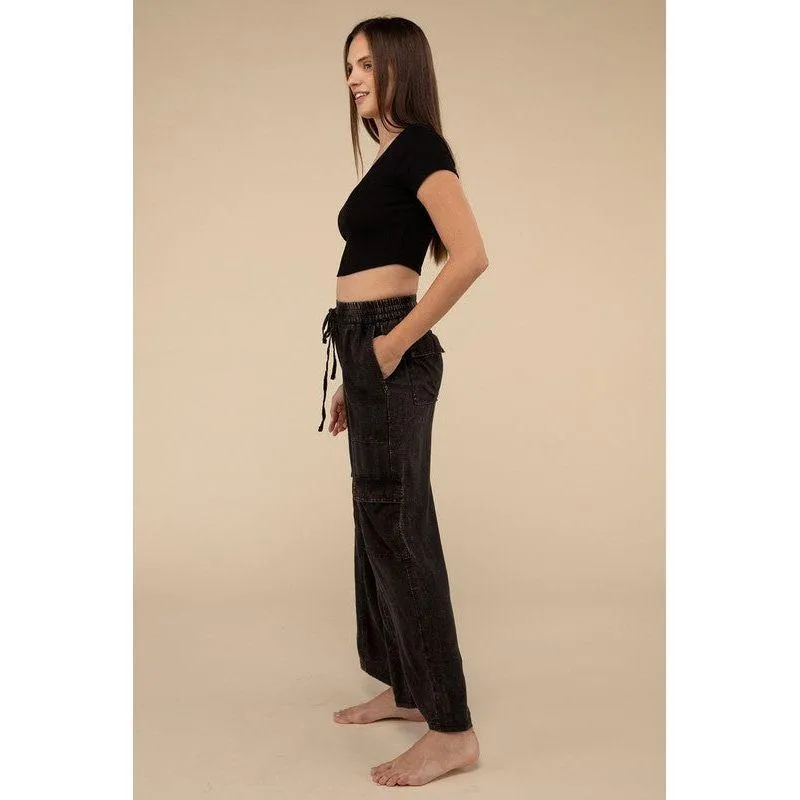 The Saturday Washed Linen Cargo Pants In Olive,  Slate, Mocha, or Black