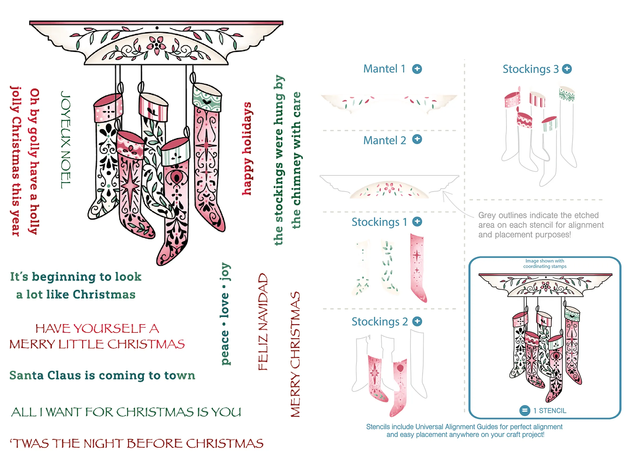 The Stockings Were Hung Stamps and Layering Stencil Bundle