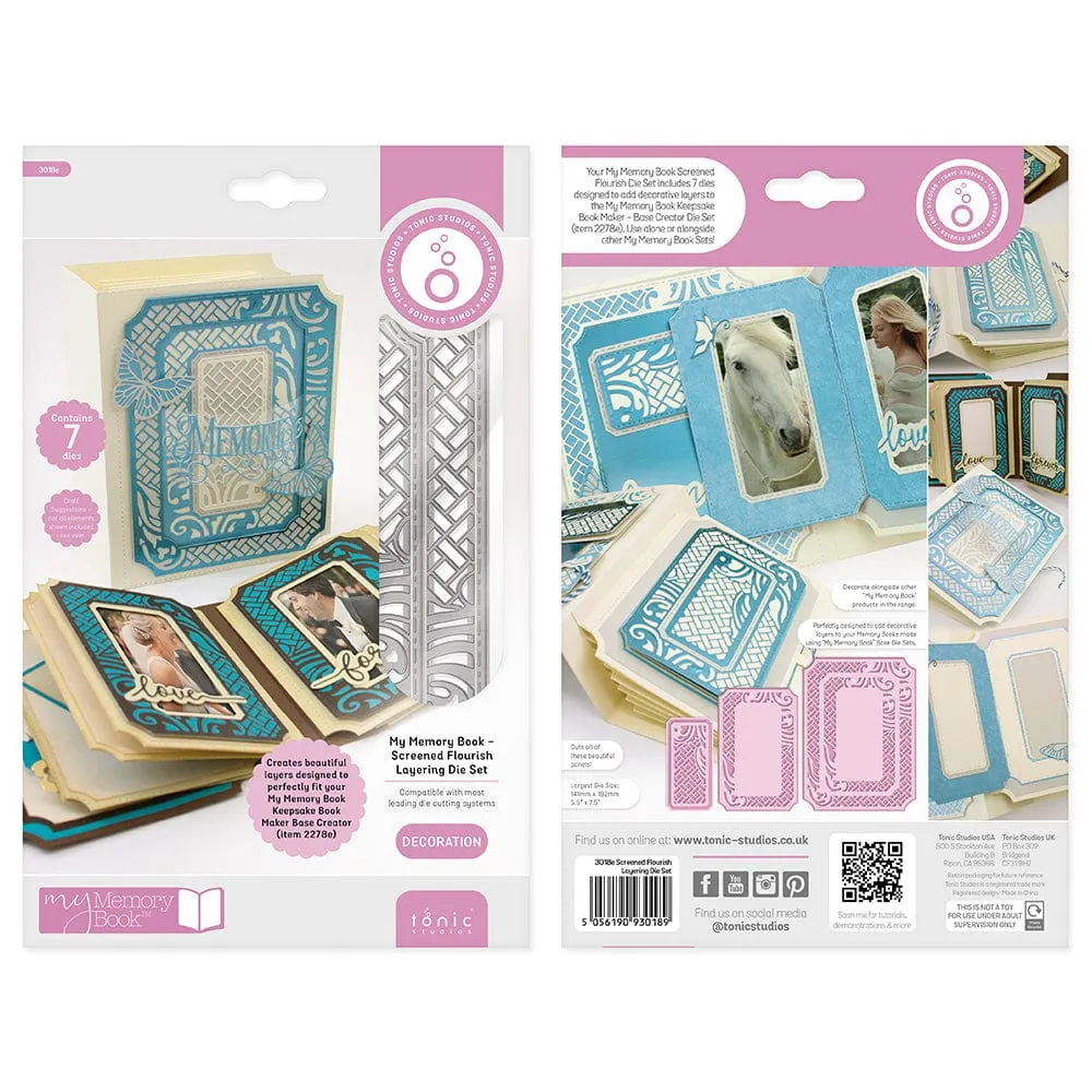 Tonic Studios - My Memory Book - Screened Flourish Layering Die Set - 3018E