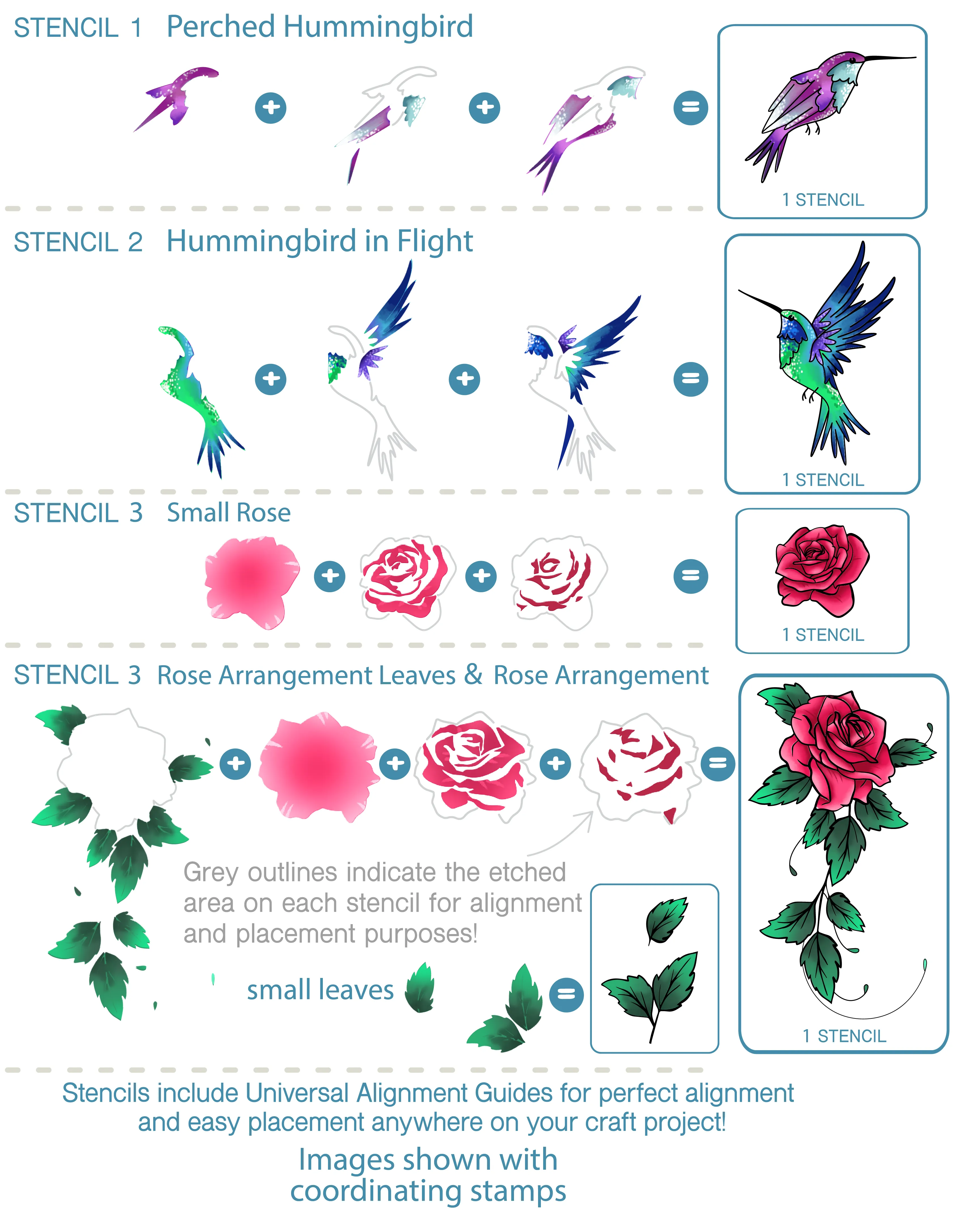 Trailing Hummingbird Stamps, Dies, and Layering Stencils Bundle