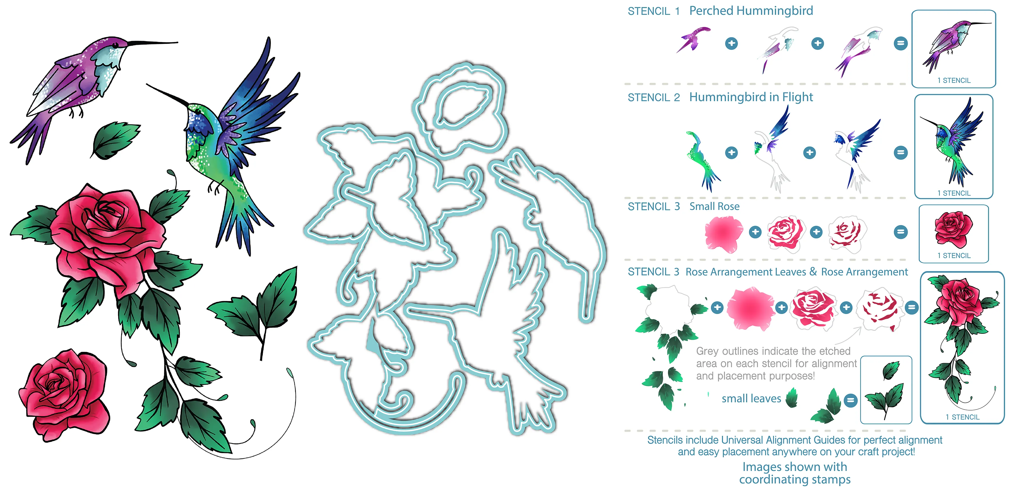 Trailing Hummingbird Stamps, Dies, and Layering Stencils Bundle