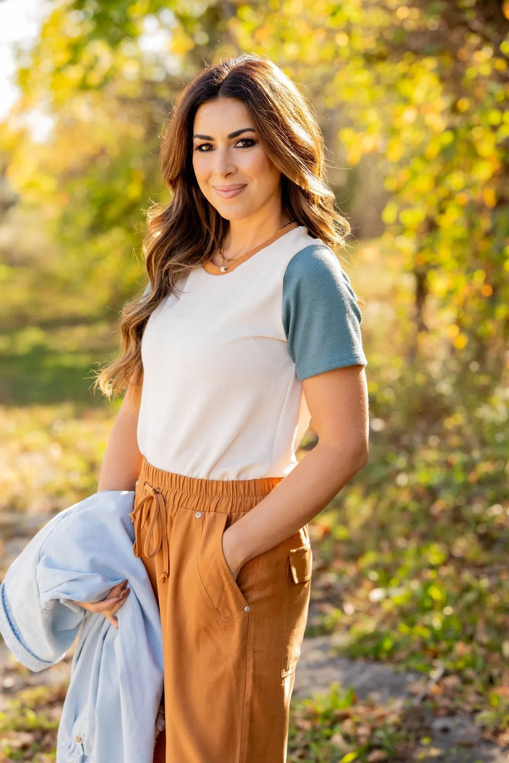 Tri Color Ribbed Tee