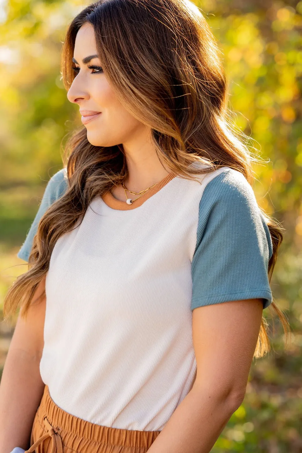 Tri Color Ribbed Tee