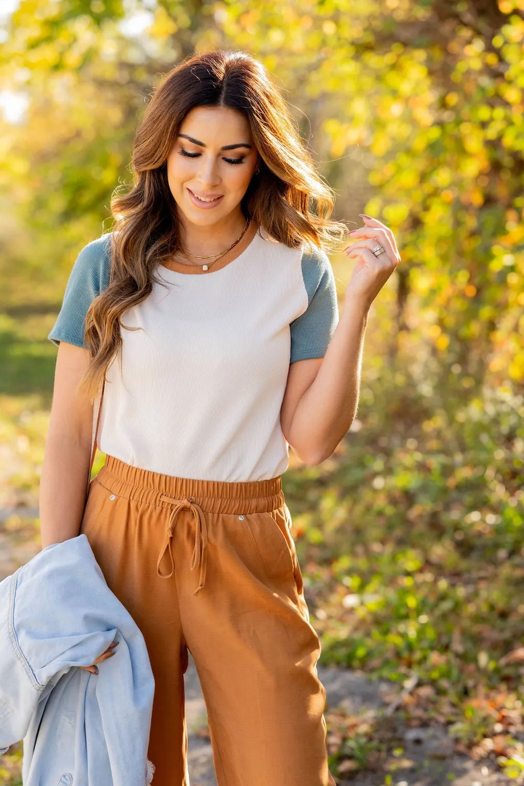 Tri Color Ribbed Tee