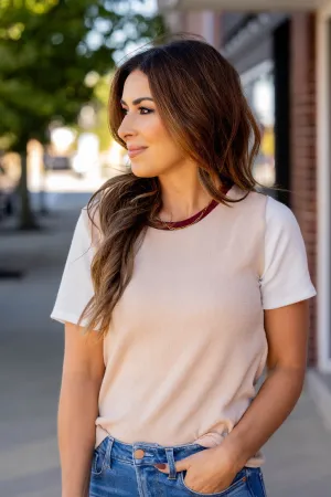 Tri Color Ribbed Tee