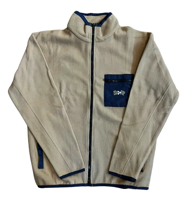Trillium Zipped Polar Fleece | Tan/Navy