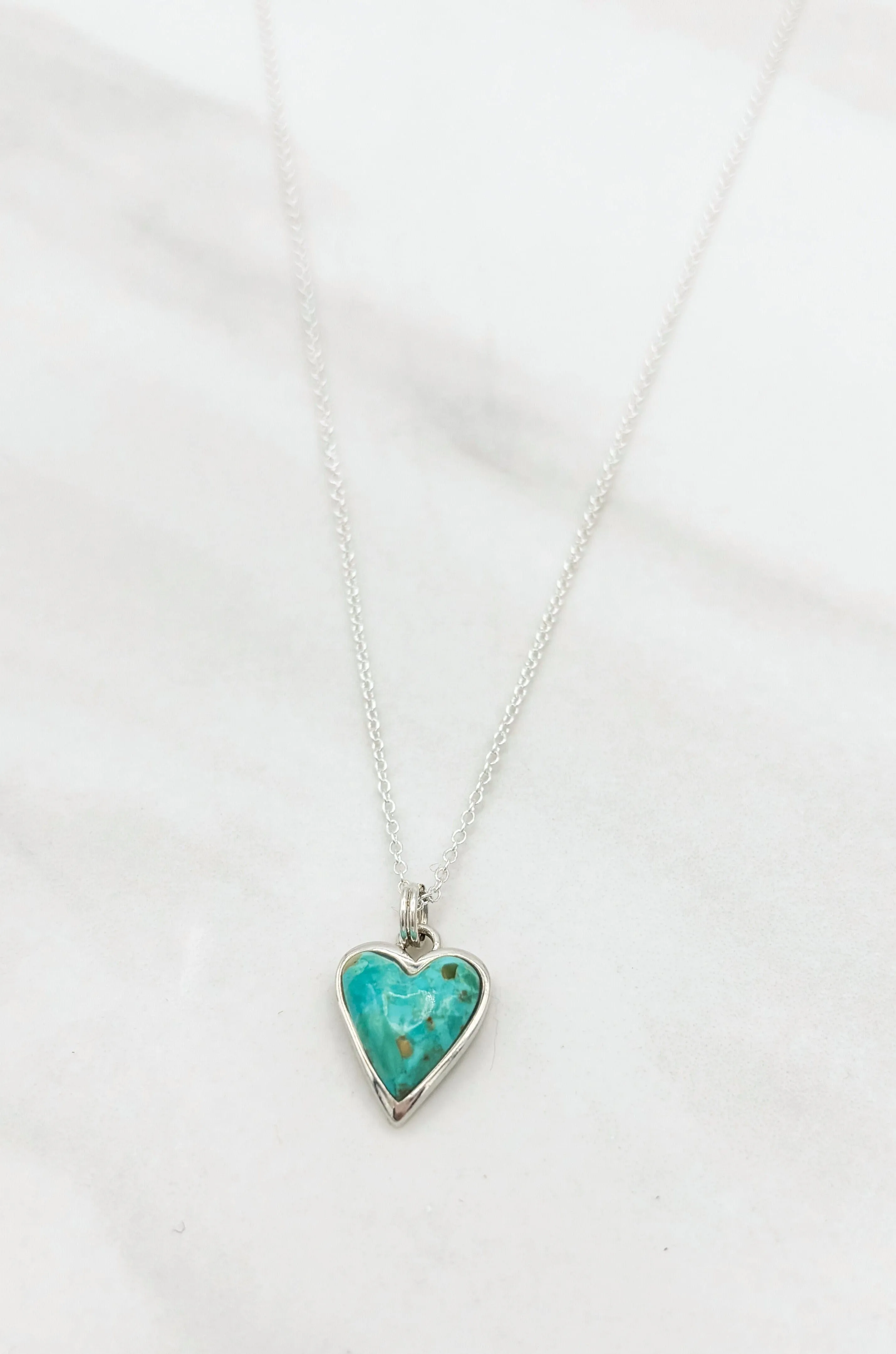 Turquoise and Sterling Silver Heart Necklace