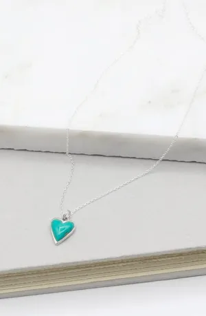 Turquoise and Sterling Silver Heart Necklace