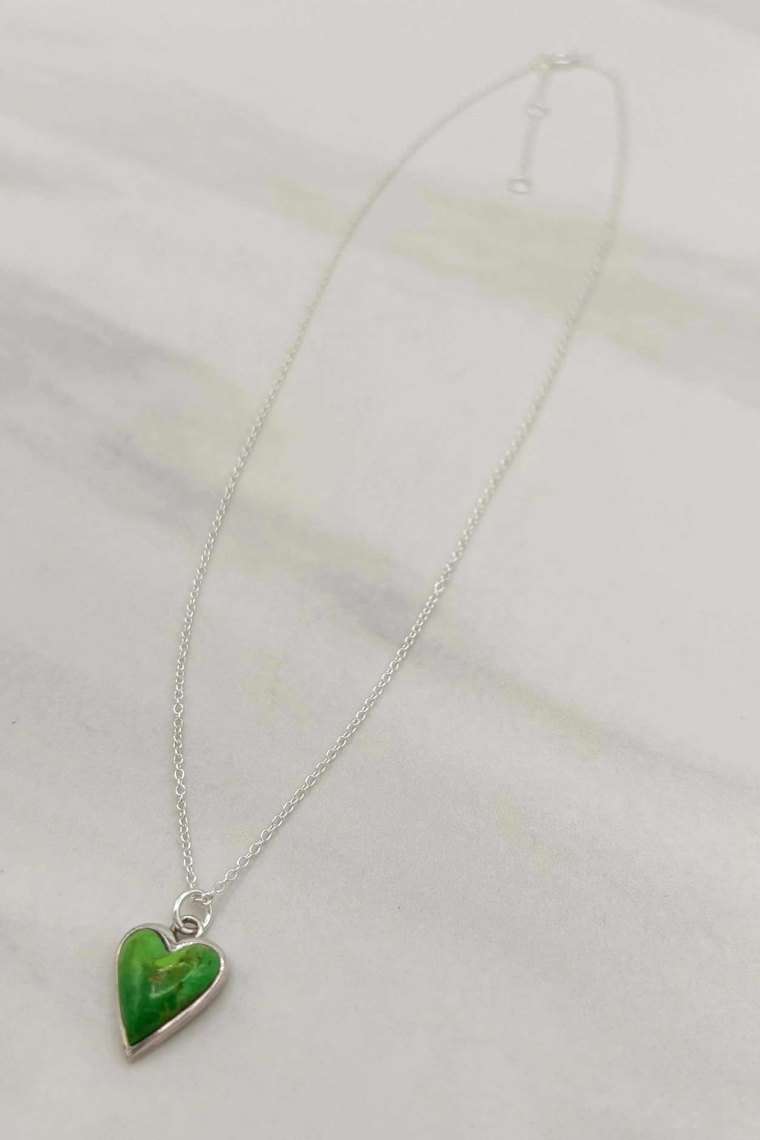 Turquoise and Sterling Silver Heart Necklace