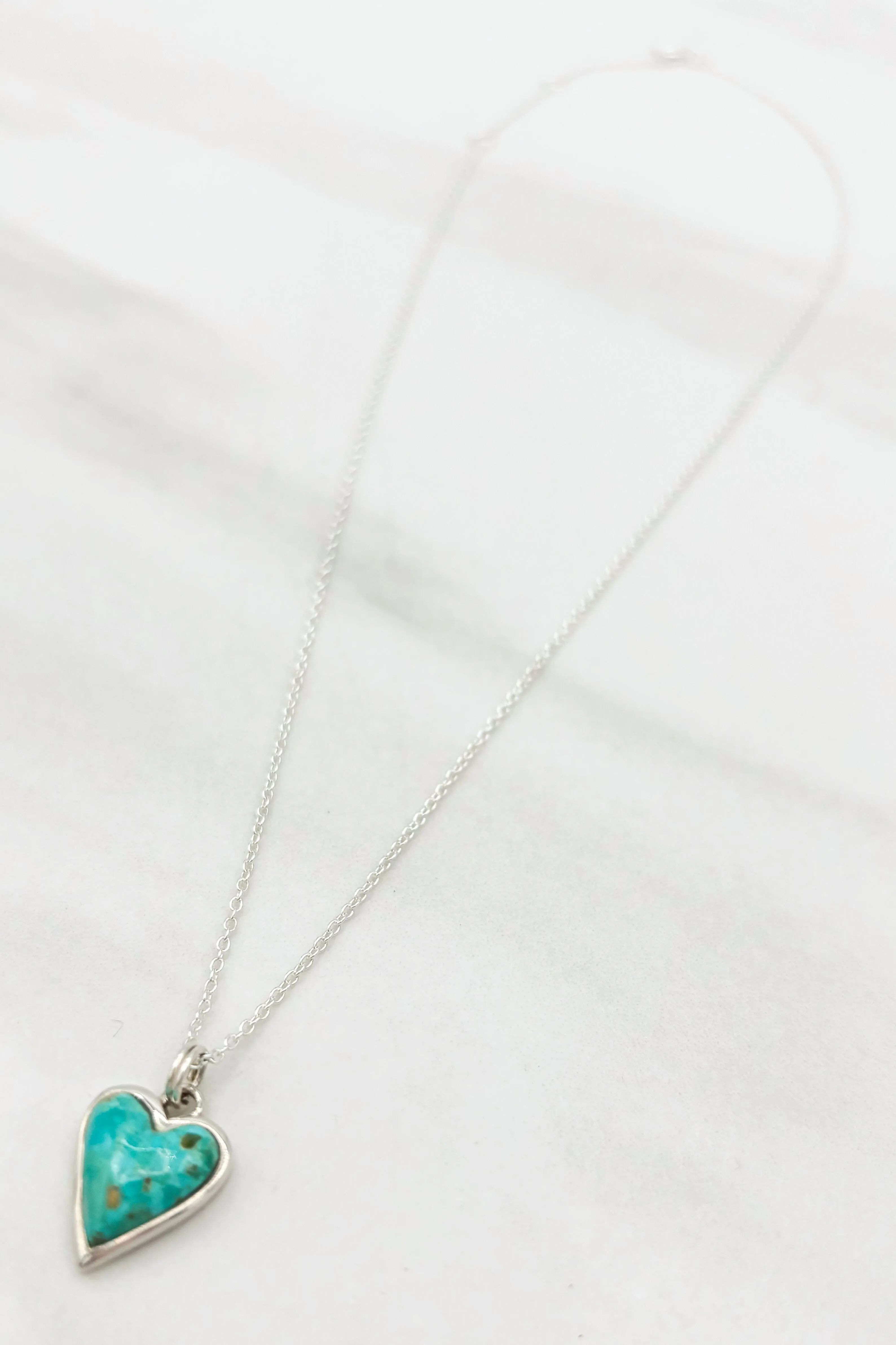 Turquoise and Sterling Silver Heart Necklace