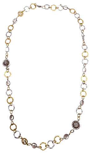 Two Tone Long Stone Layering Necklace