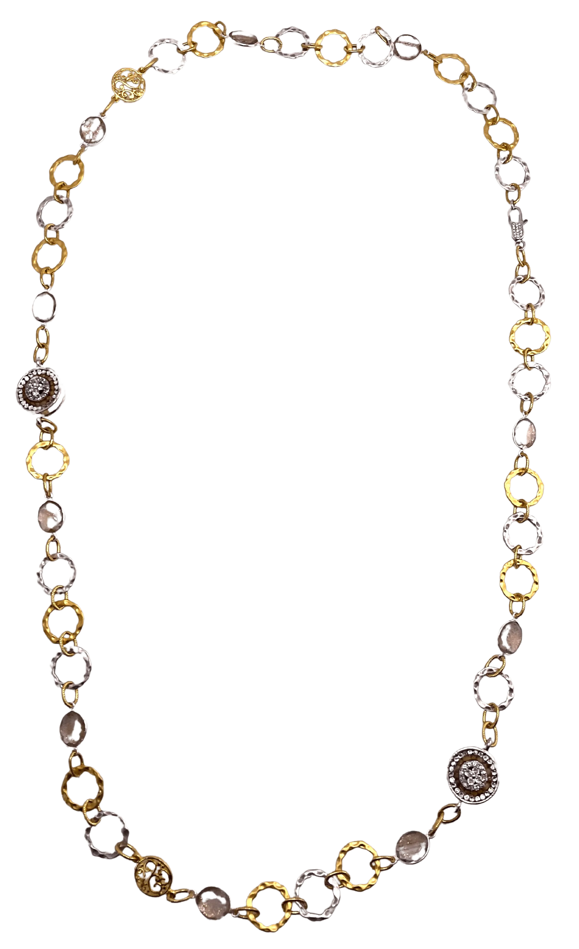 Two Tone Long Stone Layering Necklace