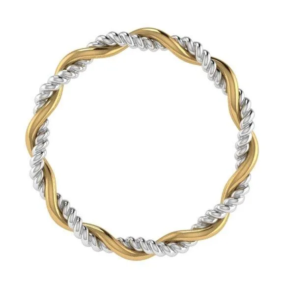 Two Tone Twisted Ring 18K Gold