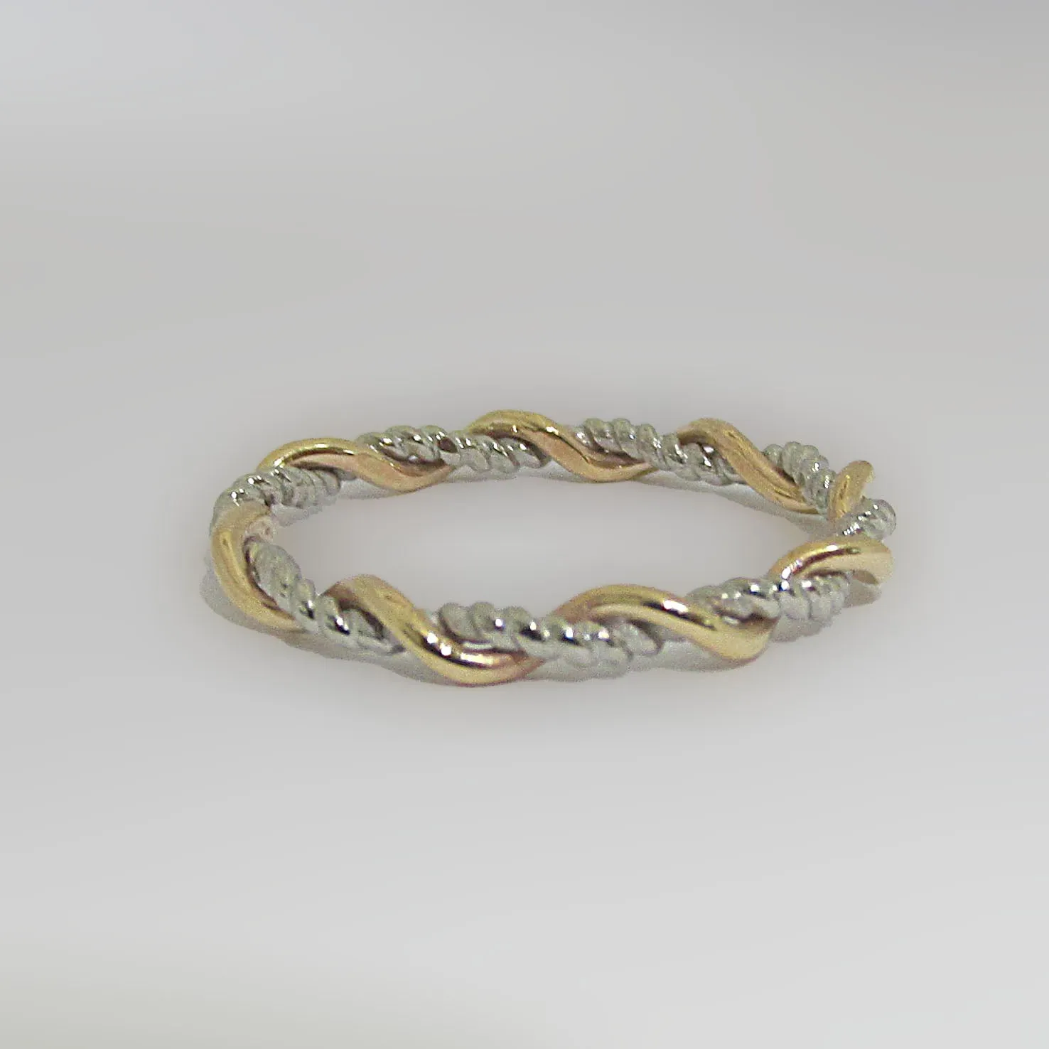 Two Tone Twisted Ring 18K Gold