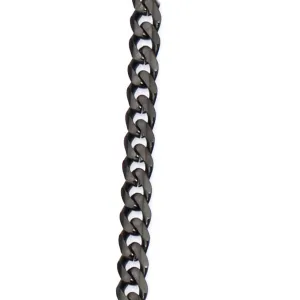 Unisex Black Cuban Curb Chain Necklace 30 inch Stainless Steel