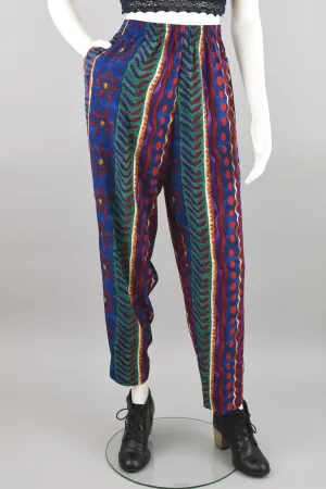 Vintage High Waist Elastic Easy Breezy Casual Pants, Women's Medium, 26 - 30" Waist