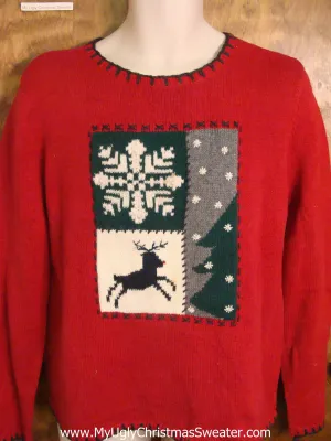Vintage Jumping Reindeer Tacky Xmas Party Sweater
