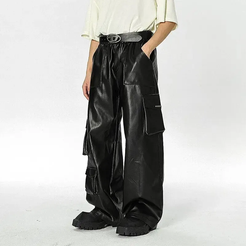 Vintage Leather Wide Leg Cargo Pant
