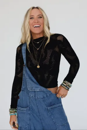Wander Net Layering Top - Black