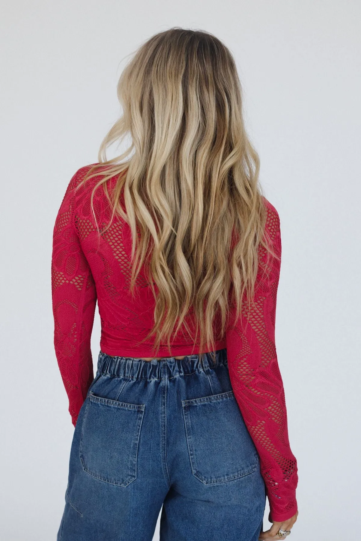 Wander Net Layering Top - Crimson