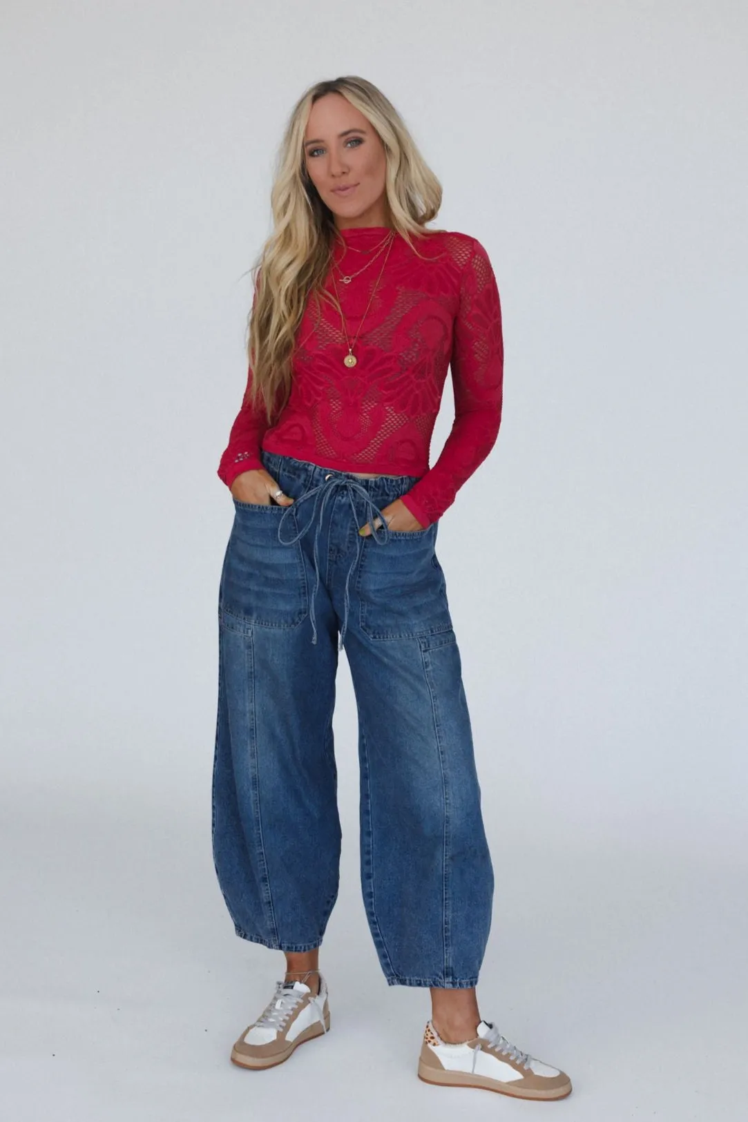Wander Net Layering Top - Crimson