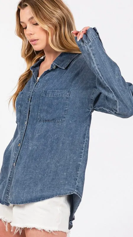 Washed Tencel Denim Top