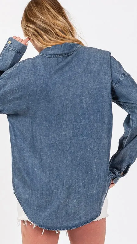 Washed Tencel Denim Top