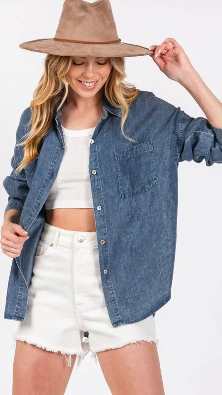 Washed Tencel Denim Top