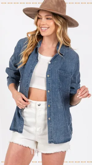Washed Tencel Denim Top