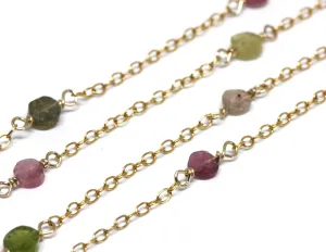 Watermelon Tourmaline Wire Wrapped Layering Necklace