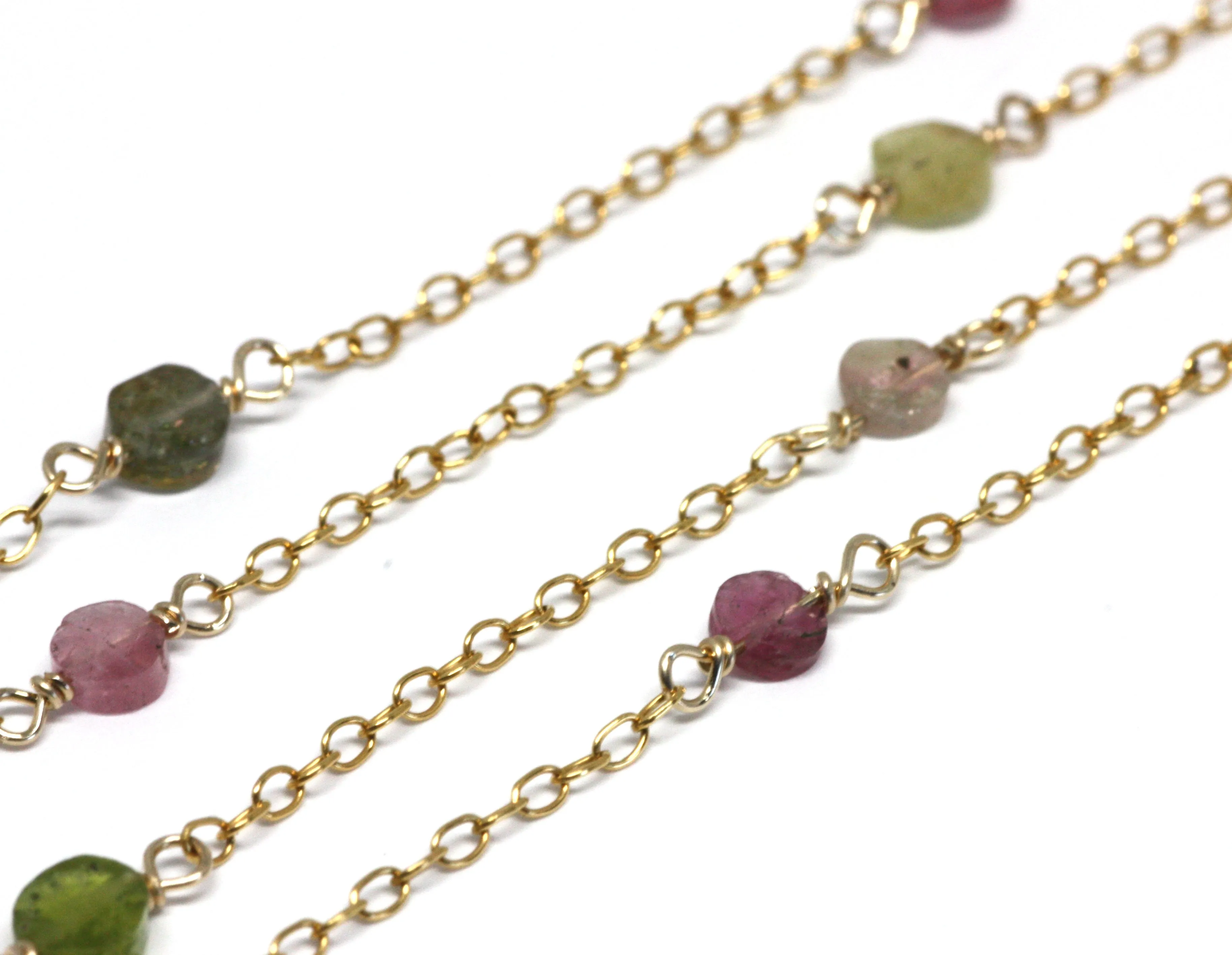Watermelon Tourmaline Wire Wrapped Layering Necklace