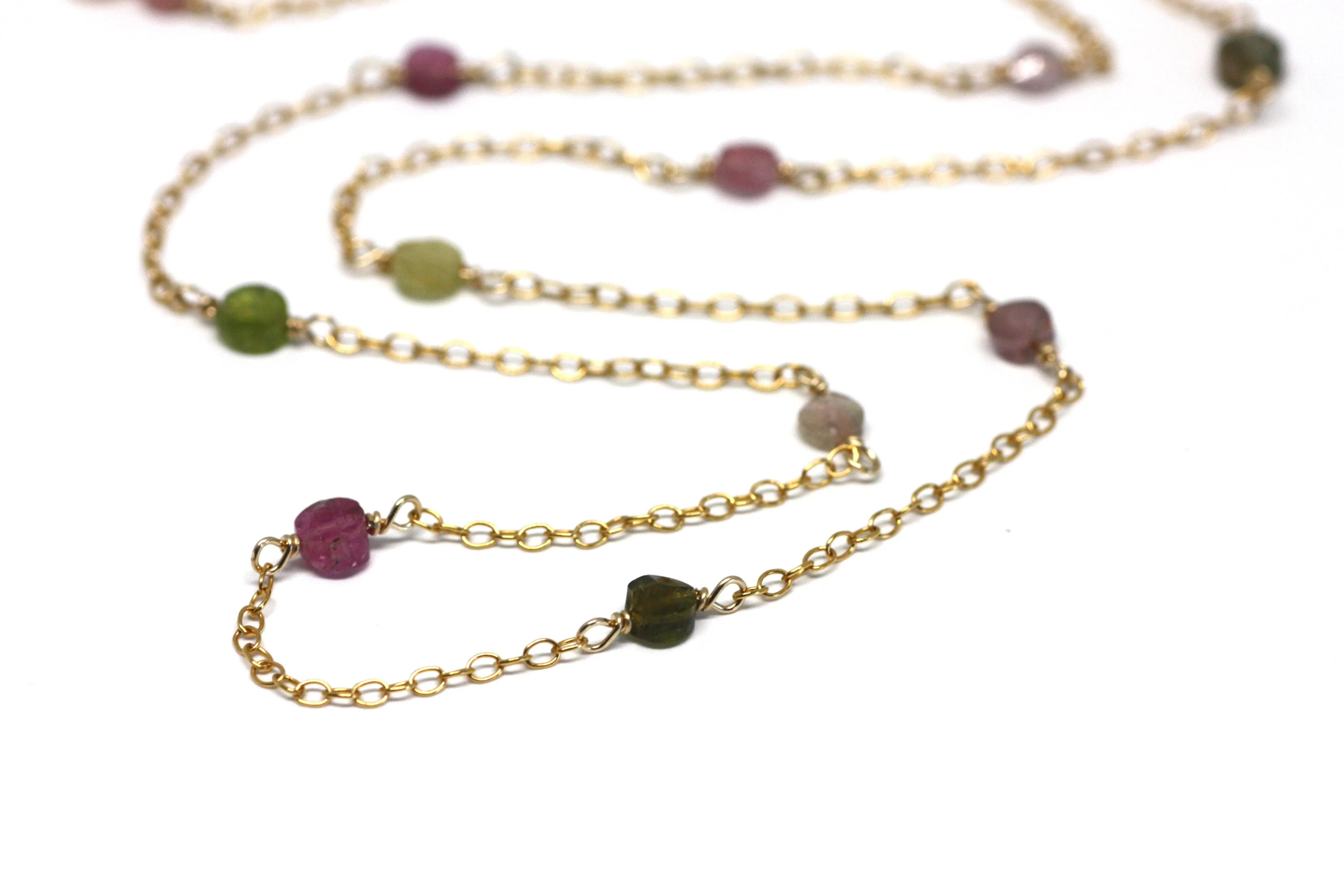 Watermelon Tourmaline Wire Wrapped Layering Necklace