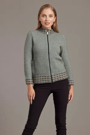 Wave Trim Zip Cardigan
