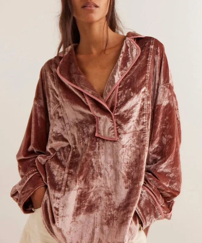 We The Free Luxy Solid Velvet Shirt