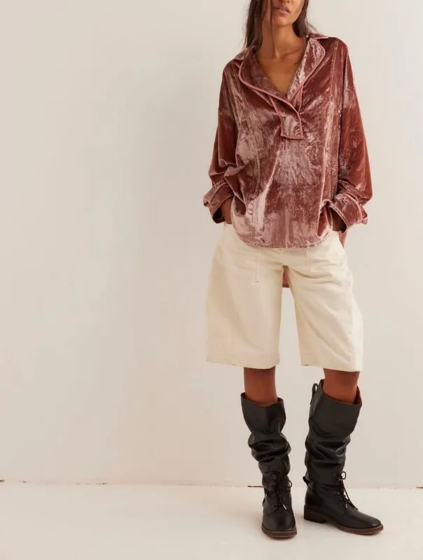 We The Free Luxy Solid Velvet Shirt