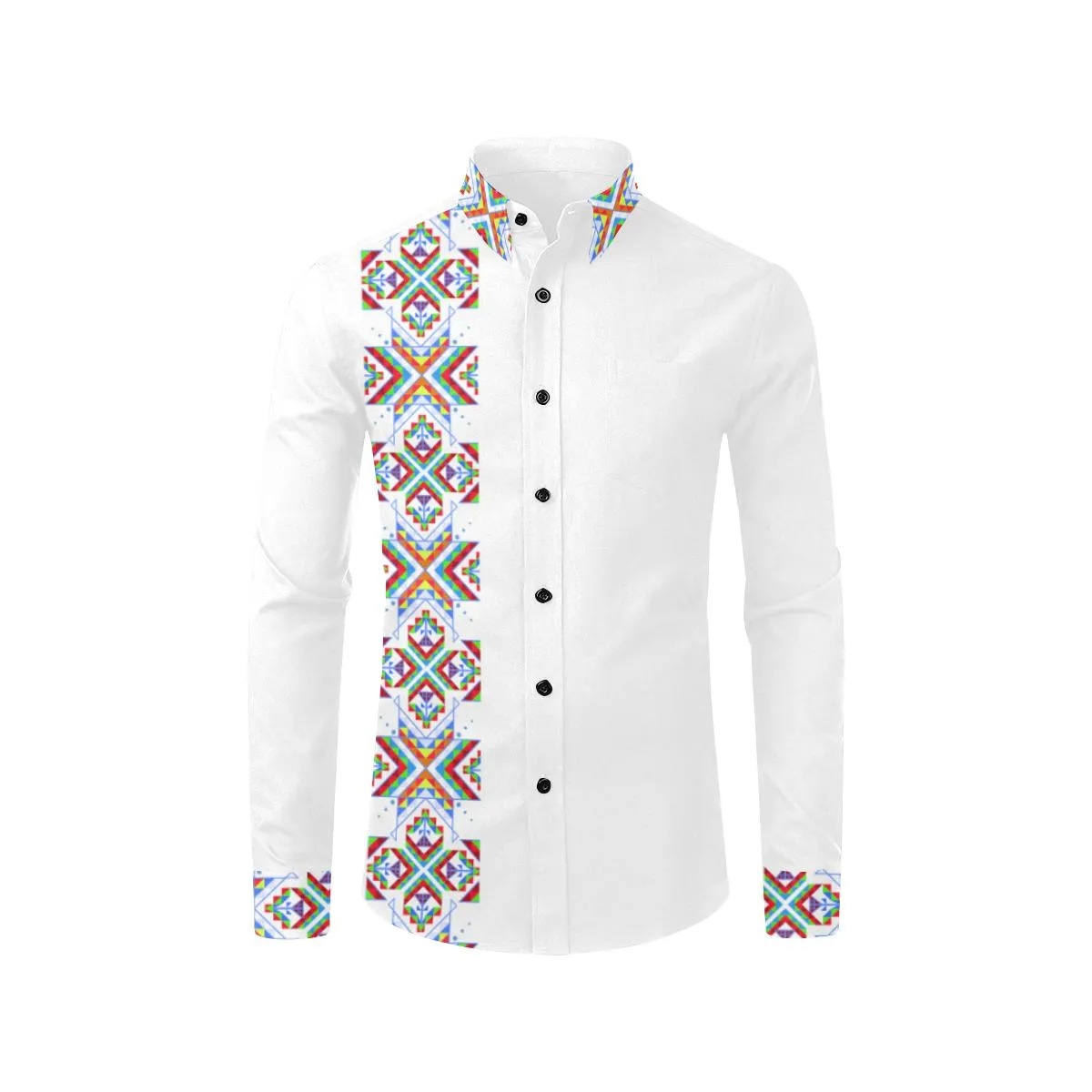 White Blanket Strip Dress Shirt