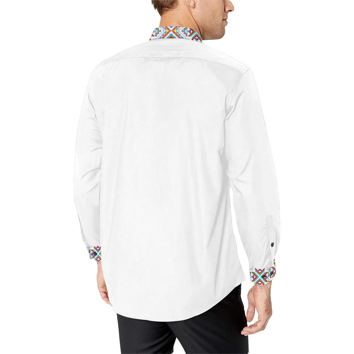 White Blanket Strip Dress Shirt