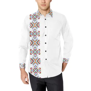 White Blanket Strip Dress Shirt